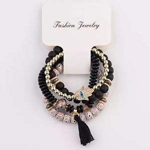 💥ONLY 1 Black Fringe Tassel Boho Fashion Bracelet Set!